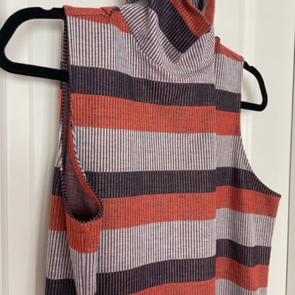 LOFT Striped Midi Dress - Red, Gray, Blue - Picture 5 of 9